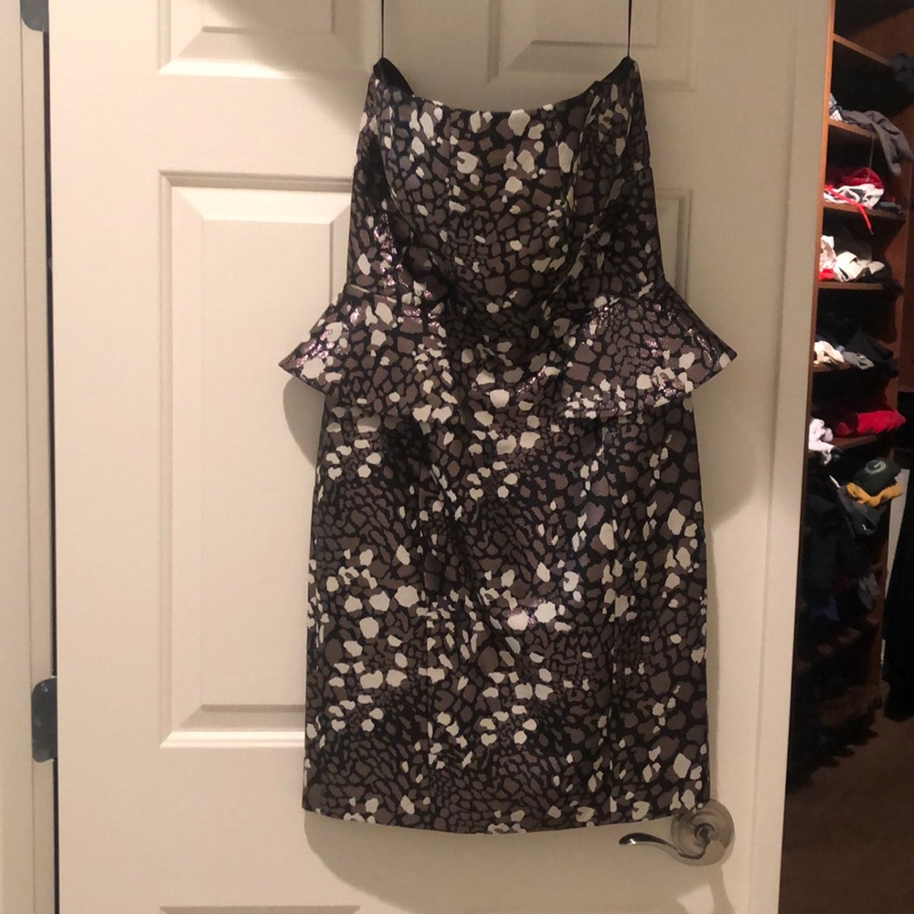 Strapless animal print cocktail dress